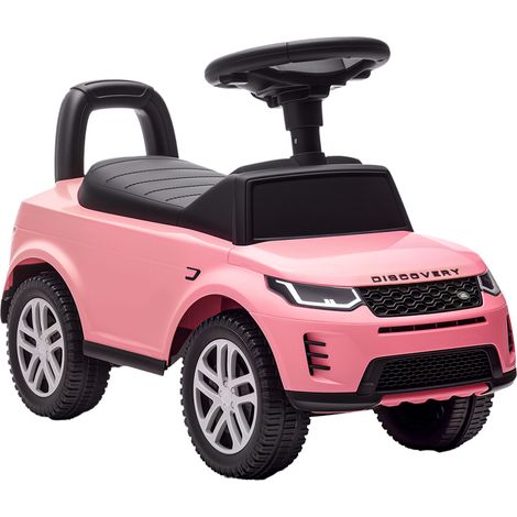 Voiture Land Rover rose électrique pour enfant avec rangement, klaxon et bruits moteur pour 18 à 36 mois, design tendance et réaliste pour extérieur pratique