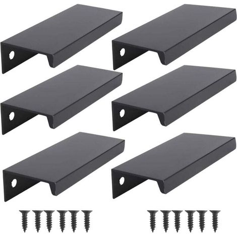 Juego de 6 tiradores negros para cajones de cocina y muebles de 80 mm - KZQ
