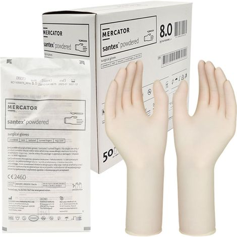 Mercator Santex Guanti chirurgici sterili in lattice con polvere 8.0 50 paia (1/5)