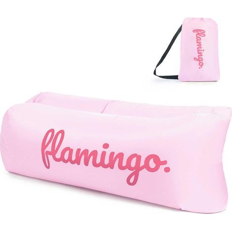 Canapé gonflable 160 x 75 x 55 cm, chaise de camping portable avec sac de rangement, pliable, pour camping, plage, randonnée rose (1/5)
