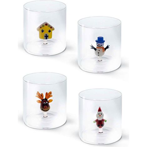 WD LifeStyle Bicchiere Vetro Borosilicato Cc 250 ml Decori Natalizi Misti 1 Pz (1/2)