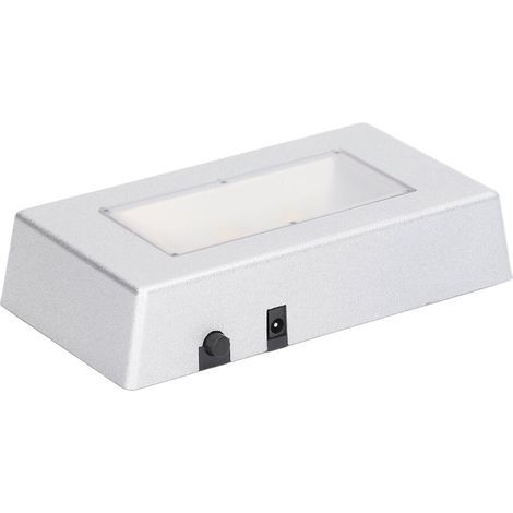 Socle d'affichage LED multimode, rectangulaire argenté, adapté aux bijoux et aux cristaux. (1/5)