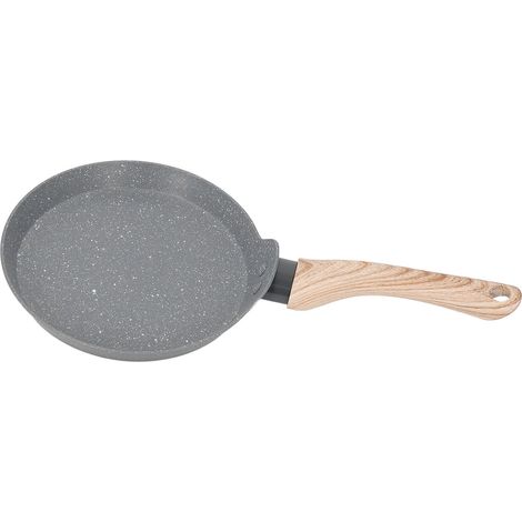 Padella con manico in legno, realizzata in lega di alluminio, padella per cucinare, riscaldamento rapido, antiaderente per frittate, per cucinare in casa, grigia, di piccole dimensioni. (1/5)