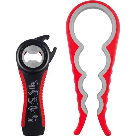 2-piece manual jar opener, multifunctional 5-in-1 bottle opener, 4-in-1 bottle opener, jar opener for seniors, children and people with arthritis (1/5)