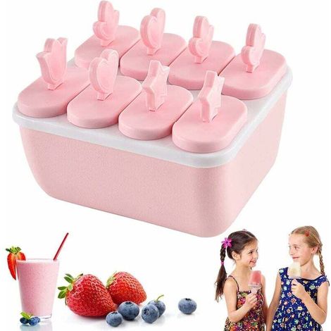 Bardusch - Moules glaces popsicle réutilisables – silicone sans BPA – enfants/adultes (rose) (1/4)