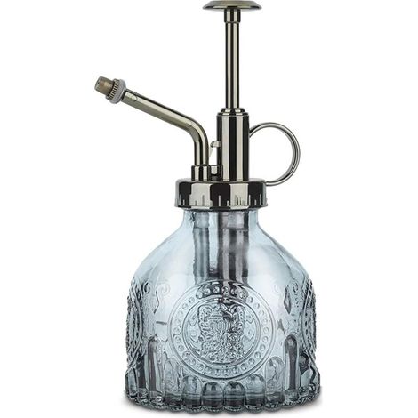 Pulvérisateur Verre 200ml - 1 Unité - Style Rétro - Buse Bronze - Arrosage Plantes Jardin Intérieur Extérieur - Gris