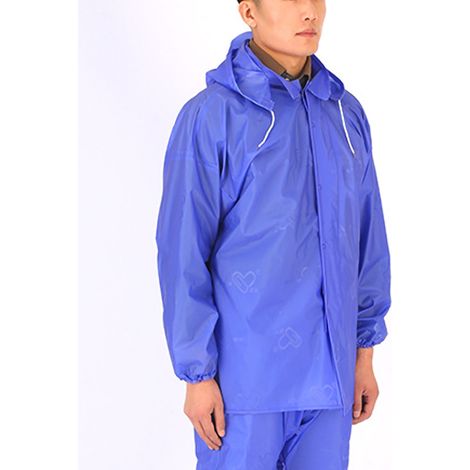 Ensemble de pluie imperméable épais avec veste et pantalon, boutonnage, poignets élastiqués, non jetable, bleu, taille unique, 2.5J (1/3)