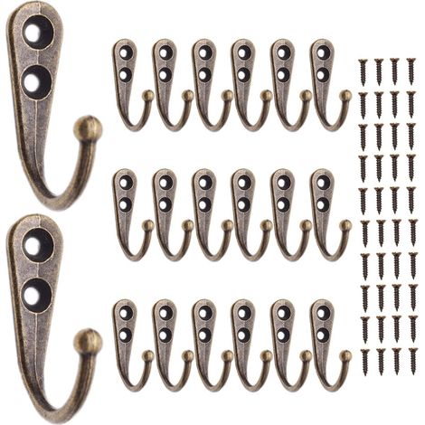 Kleiderhaken aus Metall, 20 Stück, Mini-Retro-Tür-Wandhaken, Wandhaken, Kleiderhaken für Schlüssel, Taschen, Handtücher, Badezimmer, Küche (1/5)