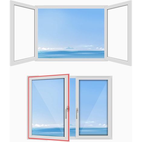 Cache-fenêtre - 500 cm - Kit d'étanchéité pour climatiseur portable - Joint double tuyau - Fermeture Velcro - Blanc (1/5)