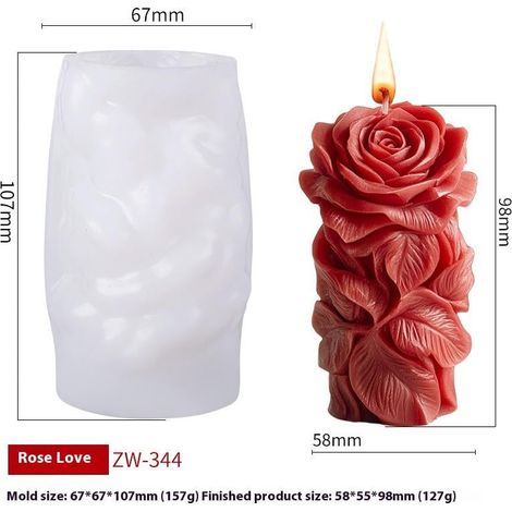 Moule En Silicone Pour Bougie Colonnes Fleuries - Moule 3D Rose Géométrique Pour Fabrication Maison De Bougies Et Plâtre - 1 Pièce (1/4)