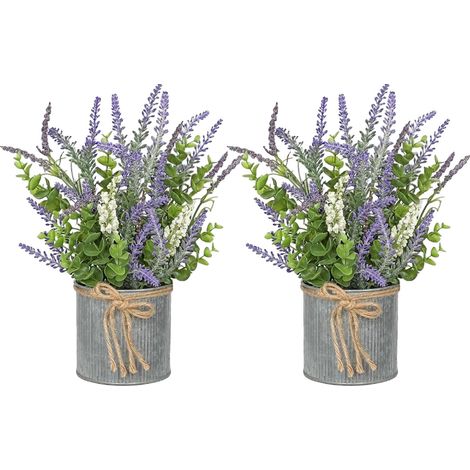 Plantas artificiales de lavanda de alta calidad para decoración de interiores y exteriores, maceta de 12,7 cm de altura, planta de 20,3 cm de altura, ideales para el hogar, la oficina y eventos. (1/5)