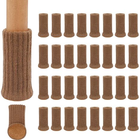 Paquete de 32 protectores para patas de silla, protectores para patas de muebles, almohadillas antideslizantes para patas de silla de 2,5 a 5 cm de diámetro, color marrón