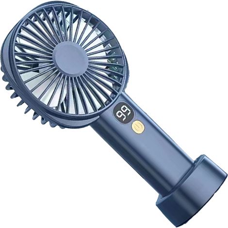 Ventilateur portable rechargeable par USB, 5 vitesses, silencieux, mini ventilateur avec indicateur de batterie, bleu foncé (1/5)