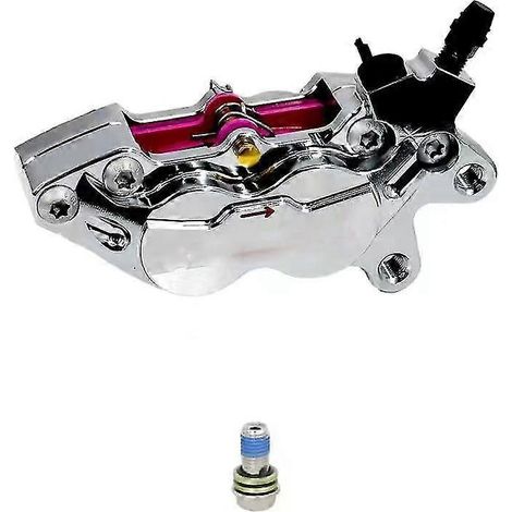 Étrier de frein axial universel pour moto, fixation 40 mm, 4 pistons, compatible Honda, Yamaha, Kawasaki et Suzuki - finition chromée argent R (1/5)