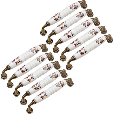 10 poignées de porte de cuisine, poignées de porte en céramique, poignées de meuble de cuisine (1/5)