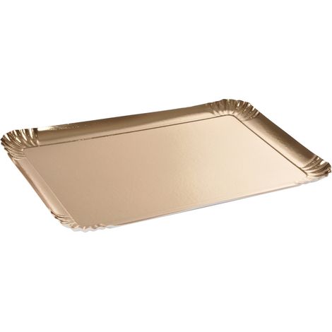 Set de 3 plateaux rectangulaires dorés 29 x 39 cm (1/2)