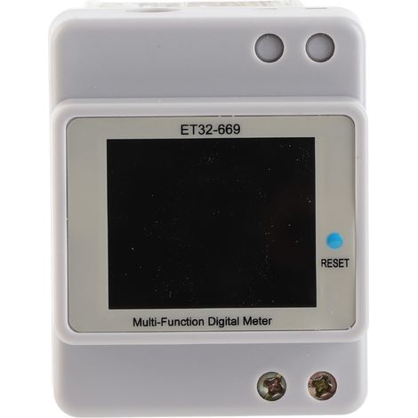 Medidor de energía monofásico de alta precisión ET32 669: mide potencia, voltaje, corriente y factor de potencia. Carcasa de PC ignífuga de 60x54x76 mm. Soporta hasta 22 kW. (1/5)
