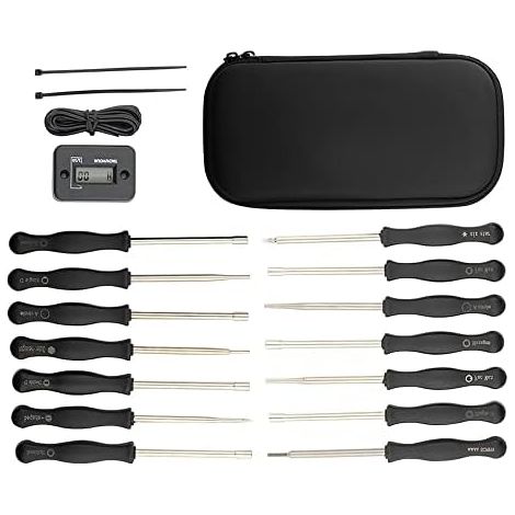 Lot de 14 Outils de Réglage de Carburateur + Tachymètre Rpm Pour Petit Moteur À 2 Temps compatible avec Poulan Sthil Echo Ryobi Troy Bilt Tondeuse Souffleur de Feuilles Tronçonneuse Weedeater (1/5)