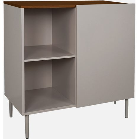 Credenza in metallo e decorazione in legno 1 anta, 80cm