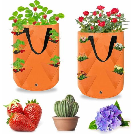 Sacs à Plantes , 2PCS Sacs de Culture pour Pommes de Terre Fraise Tomates, Sac de Croissance Legumes en Tissu Non-tissé Respirant et Durable (1/5)
