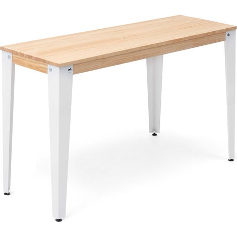 Consola Lunds 120x40x75cm Blanca en madera maciza de pino acabado natural estilo nórdico industrial Box Furniture (1/5)