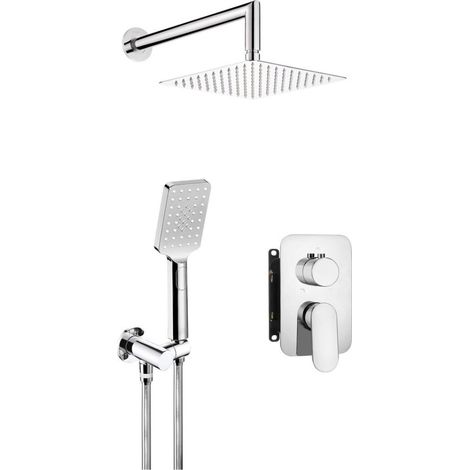 Garniture de douche encastrée avec mitigeur en acier chromé 25 cm - Montain