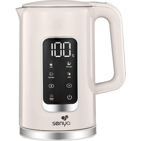 SENYA Bouilloire Électrique 1,7 L Inox – Température Réglable 40-100°C – Écran LCD – Maintien au Chaud 2h – 5 Programmes Thé Café – 2200W – Socle 360° – Double Paroi Anti-Brûlure (1/5)