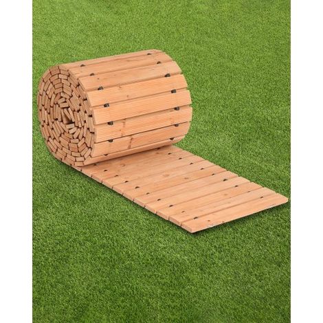 Camino de Jardín de Madera 7,31 m x 43,2 cm, Camino de Jardín Recto Antideslizante, Camino de Exterior de Cedro Enrollable con Conexión de Cable de Acero para Jardín, Fiesta de Bodas, Patio (1/5)