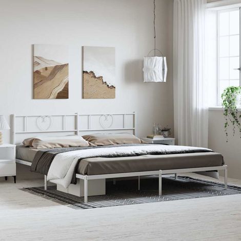 Estructura cama sin colchón con cabecero metal blanco 193x203cm vidaXL (1/5)
