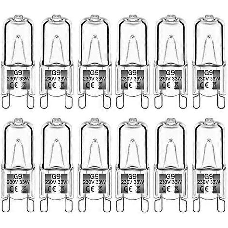 Confezione da 12 lampadine alogene G9 da 35W 230V 2800K bianco caldo 380lm, con capsula trasparente, dimmerabili e senza sfarfallio. (1/5)