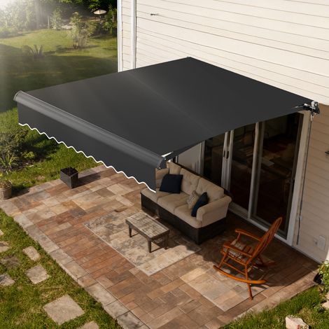 Jiubiaz Tenda da sole articolata a muro Tenda elettrica  Retrattile Protezione UV50+ 2,5x2 m Alluminio Telaio Antracite Uso esterno
