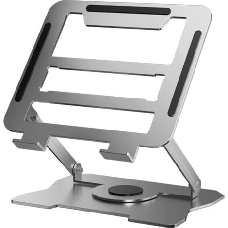 Soporte para computadora portátil, soporte plegable de metal ajustable, soporte portátil, soporte de ventilación de calor multiángulo para hasta 17 pulgadas
