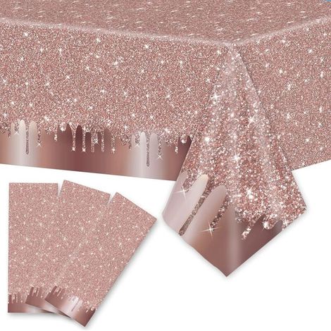 Tovaglia per feste, tovaglia color oro rosa, accessori per feste, tovaglia per interni, 137 x 274 cm, 2 pezzi