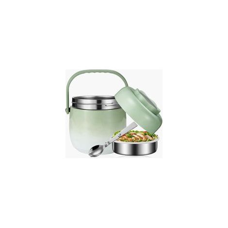 Boîte Alimentaire Isotherme 1200ML, Récipient Isotherme Pour Aliments, Thermos Alimentaire Chaud En Acier Inoxydable, Récipient De Maintien Au Chaud Acier Inoxydable Pour Ecole, Camping,Dégradé vert (1/5)