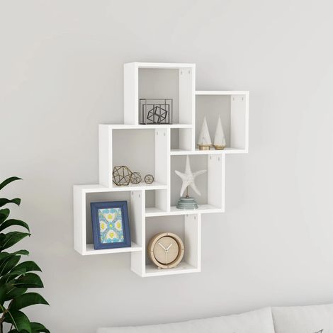 INLIFE Étagère cube murale Blanc 78x15x93 cm Aggloméré (1/5)