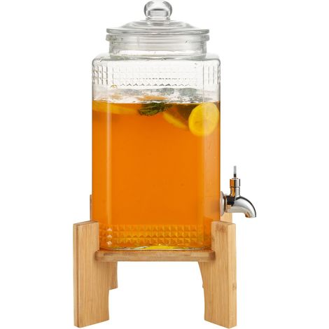 Distributeur de Boissons 5,5 L en Verre avec Robinet Inox, Idéal pour Jus, Thé Glacé, Eau, pour Fêtes, Restaurants, Hôtels (1/5)