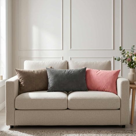 Irovami Lot de 2 housses de coussin, gris clair, velours, 40x60 cm (1/5)