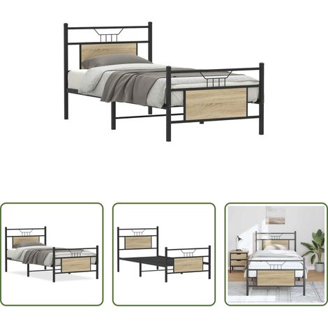 vidaXL Estructura de cama sin colchón madera roble Sonoma 90x200 cm (1/5)