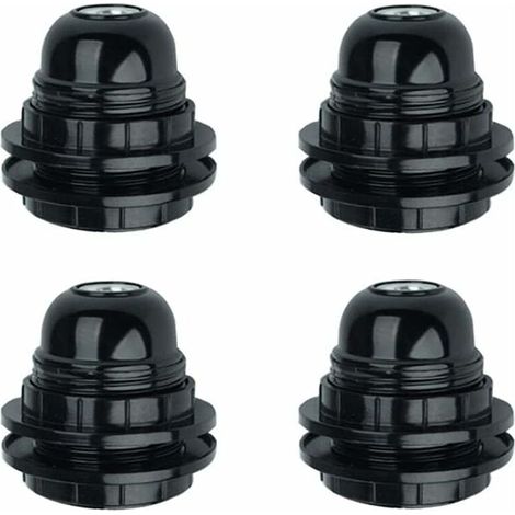 4 Pcs E27 Douille,  Douille d'Ampoule Vintage, Boule Noire Edison Vis E27 Douille, Filetage Extérieur Style Rétro(Noir) (1/4)