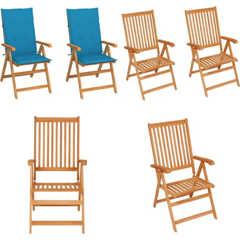 Gartenstühle 2 Stk. mit Blauen Kissen Massivholz Teak - Gartenstühle - Teakholz Gartenmöbel - Outdoor Möbel - Balkonmöbel - Terrassenmöbel - Home & Living (1/5)