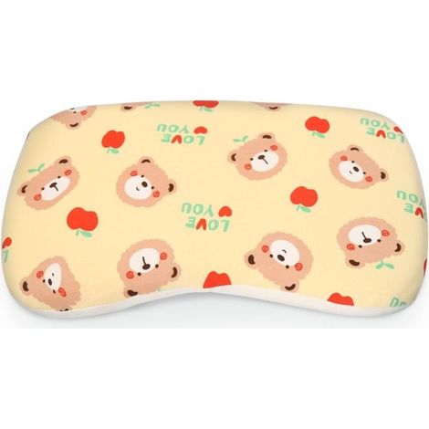 Oreiller bébé, oreiller en mousse à mémoire de forme pour enfants, motifs oursons variés, jaune (1/5)