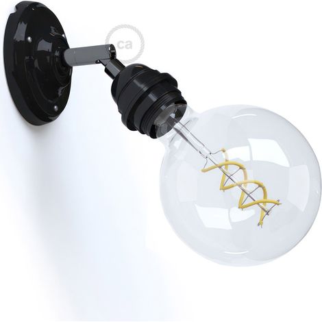 Fermaluce Classic 90° con portalampada filettato E27, lampada filomuro orientabile in porcellana