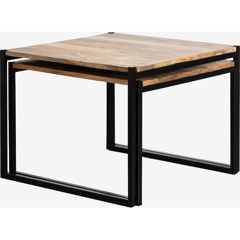 Tavolini impilabili quadrati in legno di mango Emet SKLUM (1/5)