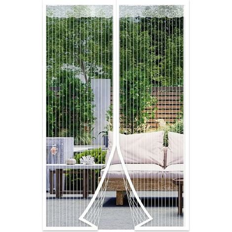 Moustiquaire Porte à Fermeture Aimantée, Rideau de Porte Anti Mouche, Fermeture Auto, Kit d'Installation, Bande Adhésive 120x220CM Blanc (SKU produit : 95331051  SKU Offre : 25314WZ05) (1/3)