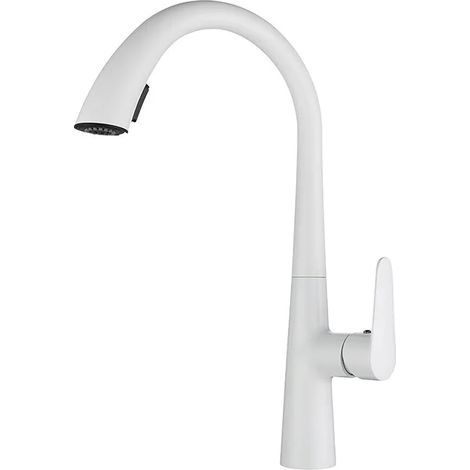 Robinet de cuisine télescopique universel en cuivre, encastré et extractible, en laiton blanc (G1/2), pour évier et bac à légumes. Eau chaude et froide. Idéal pour laver les légumes. (1/5)
