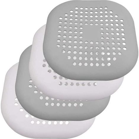 ZOLGINAH Set mit 4 Silikonfiltern für Dusche, Badewanne, Waschbecken und Spüle, grau + weiß (1/5)