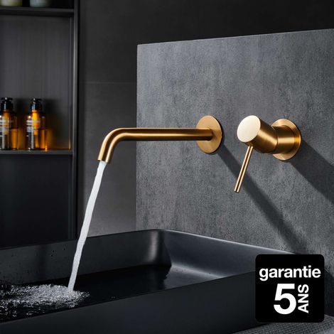 Imex – Mitigeur de lavabo encastré or brossé (PVD) – Cartouche céramique 25mm – Corps en laiton – Design moderne et élégant
