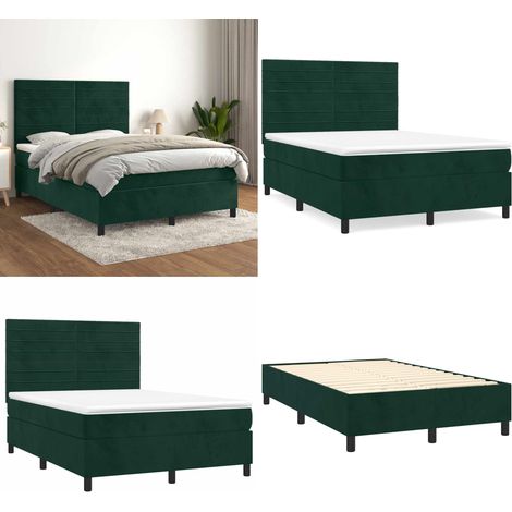 Boxspringbett mit Matratze Dunkelgrün 140x190 cm Samt - Boxspringbett - Samtbett - Doppelbett - Dunkelgrünes Bett - Bett Mit Matratze - Home & Living (1/5)