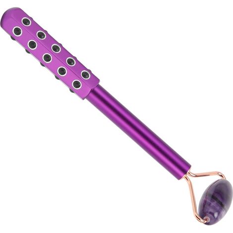 Rouleau de Massage Facial en Germanium Double Tête, Appareil de Soin Anti-Âge Portable Violet (1/5)
