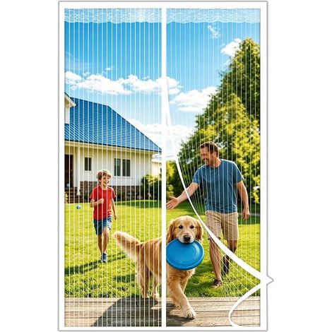 Moustiquaire aimantée 70x220cm blanc - Rideau anti insectes - Camping car balcon extérieur (1/4)